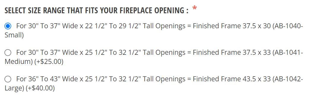 Fixed Size Fireplace Door Ranges
