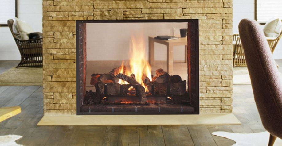 Double Sided Fireplace Example - See Through Gas Log Application