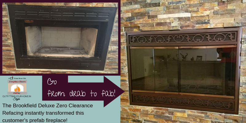 The Brookfield Deluxe Zero Clearance Refacing instantly transformed this customer's prefab fireplace from drab to fab!