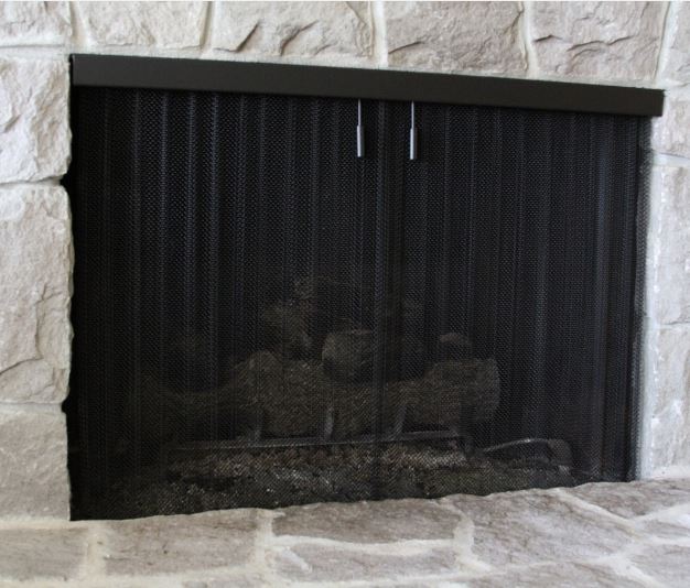 Black Fireplace Mesh Curtain Kit - Custom Sizes