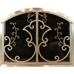 custom made arched fireplace door