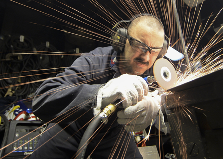 Grinding a fireplace door