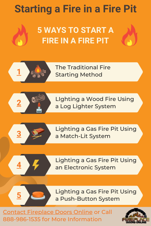 5 ways to start a fire in a fire pit infographic