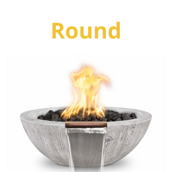 round concrete fire and water bowls
