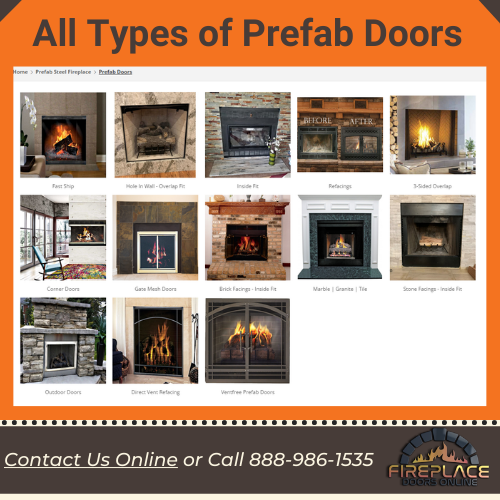 all types of prefab fireplace doors