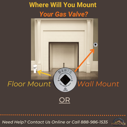 where is a fireplace gas valve mounted? 