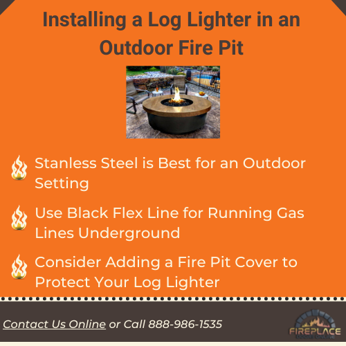 Installing a log lighter in an outdoor fire pit overview of extra considerations infographic