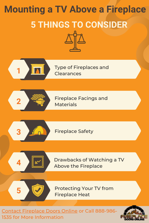 mounting a tv above a fireplace 5 things to consider infographic