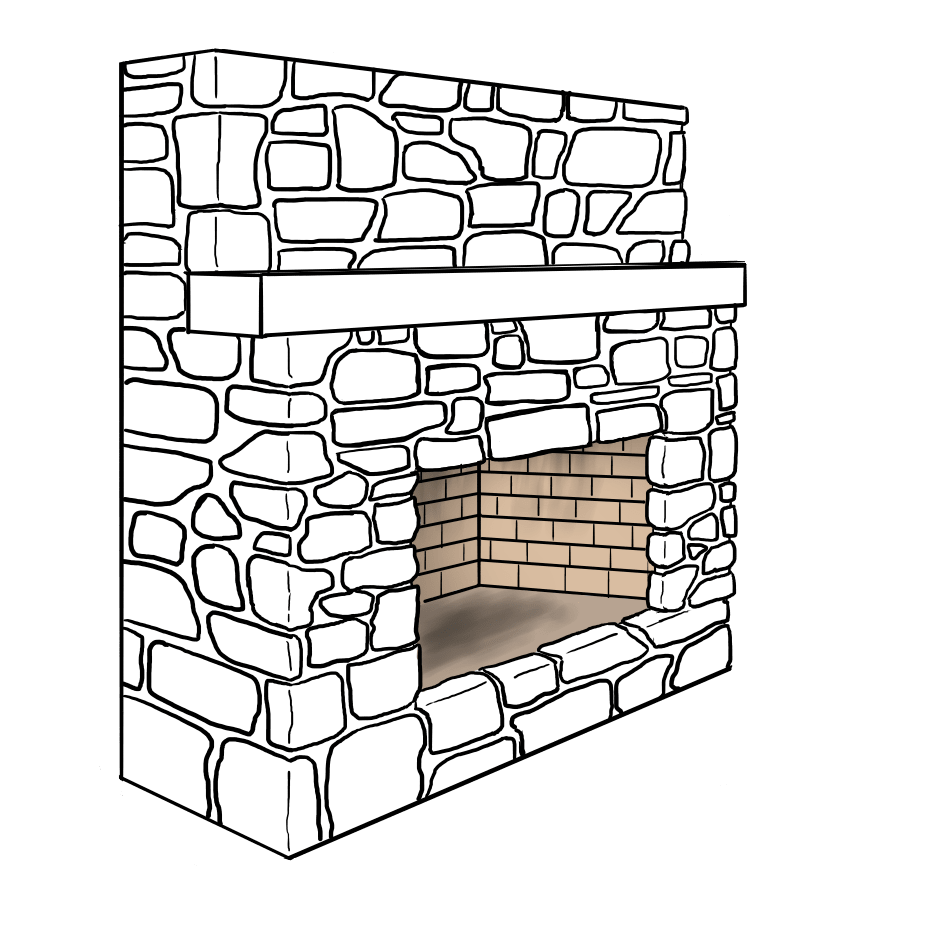No Hearth Hole-In-the-Wall Fireplace Illustration