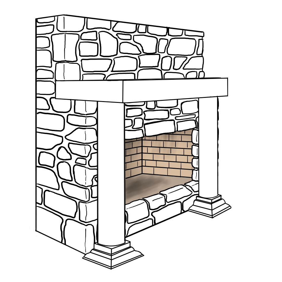 Fireplace with Pillars Illustration