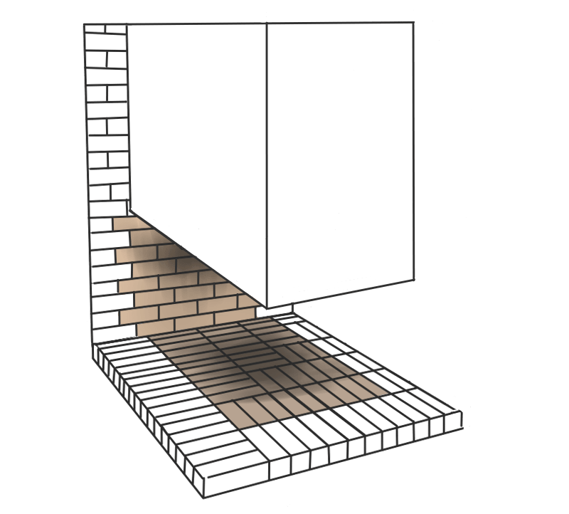 U Shaped Peninsula Fireplace Illustration with no obstructions