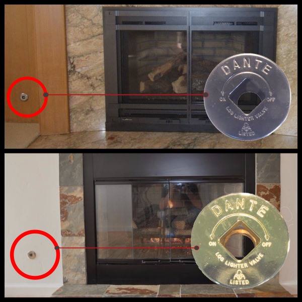 Escutcheons installed into the wall on the left or right hand side of a fire feature.