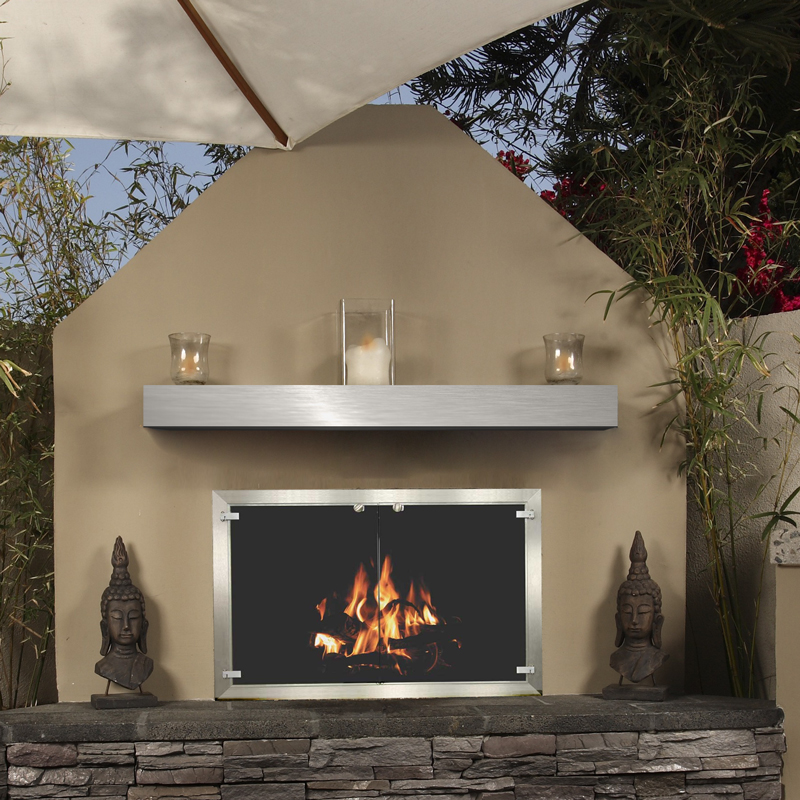 Modern Fireplace Mantel Shelf In, Stainless Steel Fire Surround