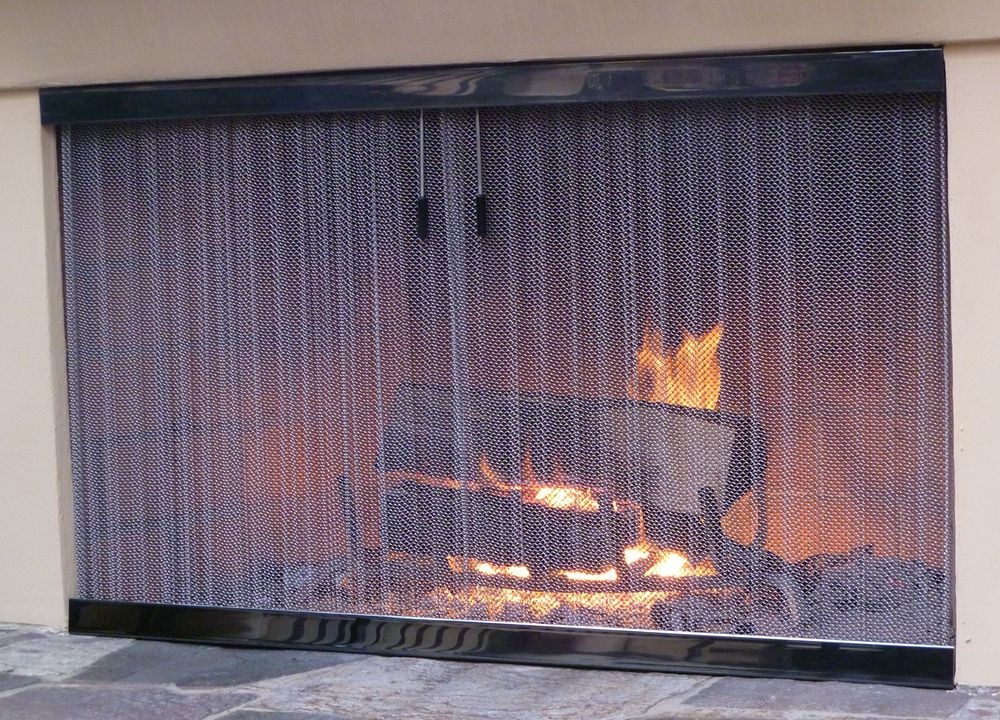 AUNMAS Fireplace Mesh Screen Curtain, Stainless Steel Spark Guard