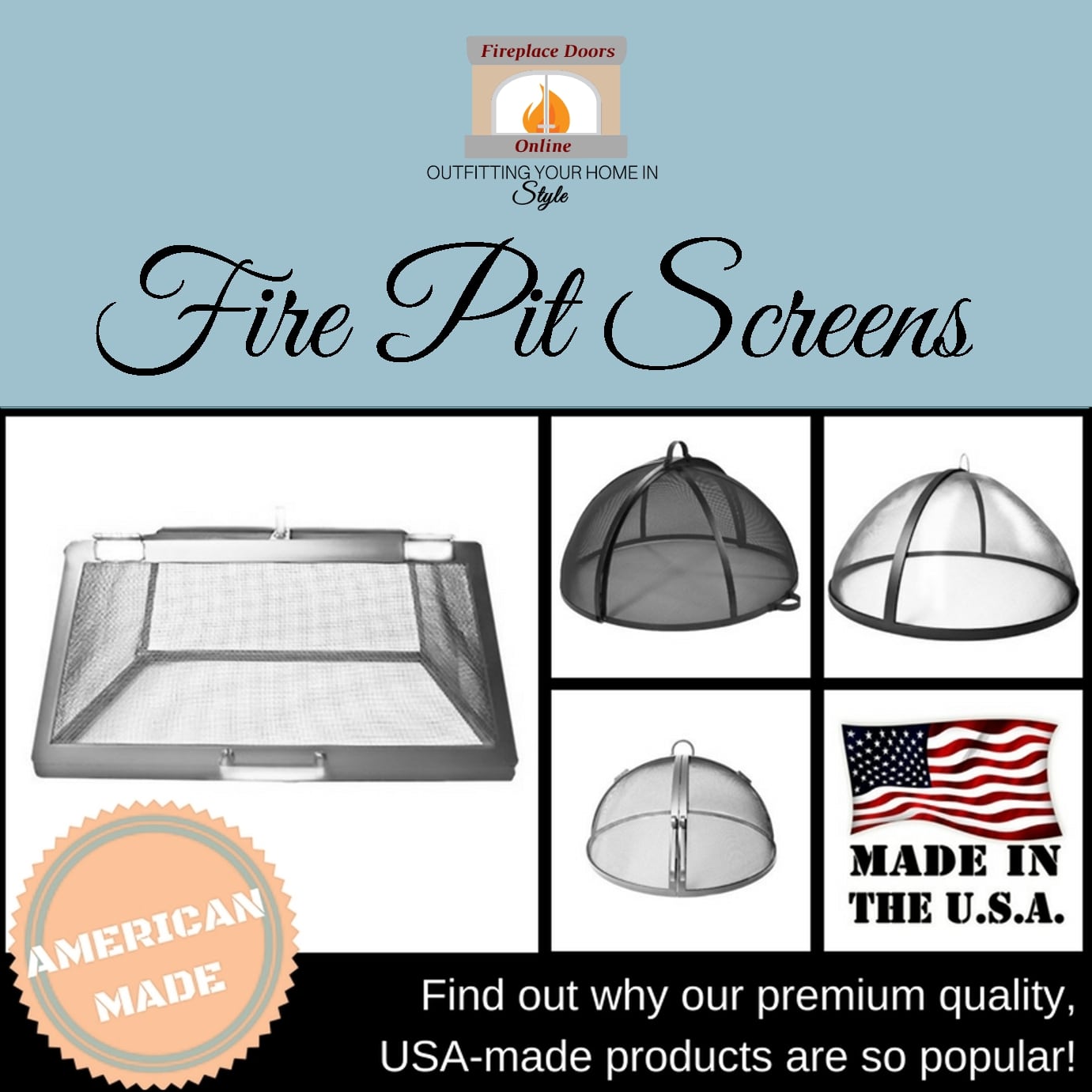 Usa Made Outdoor Fire Pit Screens, Fire Pit Screen
