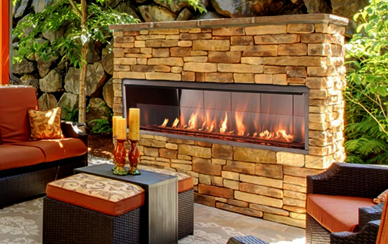 Outdoor Gas Burning Fireplace, Linear Gas Fireplace Outdoor