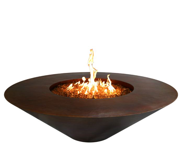 Cadiz Hammered Copper Fire Bowl 48 Inch, Copper Fire Pit Tray