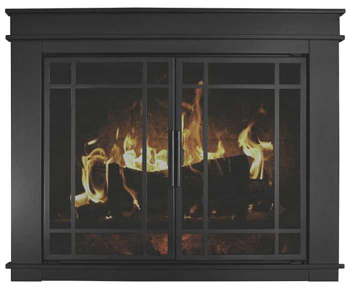 Fireplace Glass Door In Flat Black, Flat Black Fireplace Doors