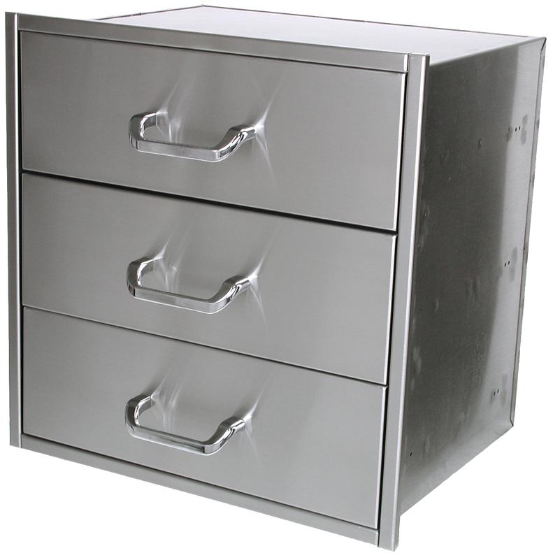 15 Inch Deep Stainless Steel Wide 3 Drawer Set Solaire