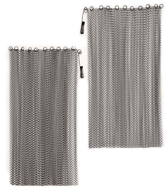 Stainless Steel 1/4 Weave Fireplace Mesh Curtain Sets | For Openings 30  To 40 Wide