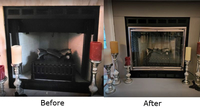 Arlington Zero Clearance Fireplace Brushed Steel Door Before and After