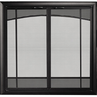 Sunrise Window Pane Design Direct Vent Screen With Operable Doors in Rustic Black