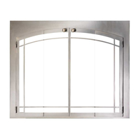 Stainless Steel Indoor Outdoor Zero Clearance Fireplace Door With Arch Window Pane