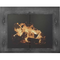 Classic Cabinet Fullview Style Masonry Fireplace Door In Neutral Hammered Finish