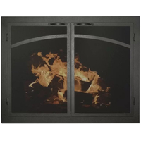 Arch Panel Cabinet Elegant Masonry Fireplace Door In Stain Black
