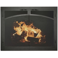 Cabinet Arch Panel Fullview Elegant Masonry Fireplace Door In Satin Black