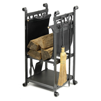 Forged Steel Laramie Hearth Center With Tool Set shown in Clear Natural finish