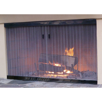 Ultra Black Stainless Steel Bar Stock Fender With Black Recessed Fireplace Screen With Pewter Mesh