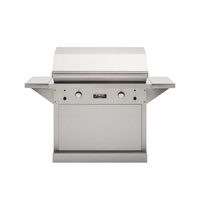 44 Inch TEC Patio FR Infrared Grill On Stainless Steel Pedestal With Side Shelves