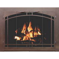 Cascade Zero Clearance Fireplace Door With Arch Door And Window Pane Design - Oil Rubbed Bronze Finish