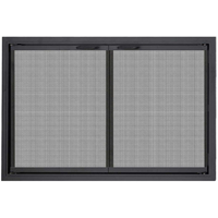 Stiletto Gate Mesh Zero Clearance Fireplace Door in Rustic Black with Simplicity Handles