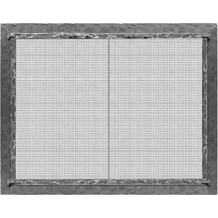 Laramie Fireplace Door in Charcoal with Square Handles on Clearview Cabinet Doors and Clear Tempered Glass with Cabinet Mesh Sparkguard