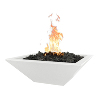 24" Square Maya Concrete Fire Bowl With 12 Volt Electronic Ignition System