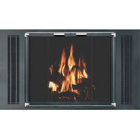 Mark 123 Fireplace Facing With Doors And Side Vents In Matte Black Finish with STO1511 louver design and Chrome Trim