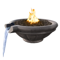 47 Inch Palermo Concrete Fire and Water Bowl in Taupe with Optional Lava Rock