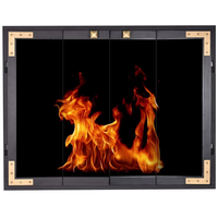 Cast Strong Fireplace Door With Matte Brass Smooth Corner Details