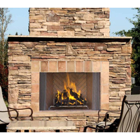 Oracle Outdoor Wood Burning Fireplace With Warm Red Herringbone Liner