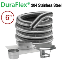 6'' Diameter DuraFlex 304 Stainless Steel Chimney Liner With Appliance Connector