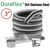 3'' Diameter DuraFlex 304 Stainless Steel Chimney Liner With Appliance Connector