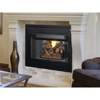BRT4336 B Vent Gas Fireplace with White Stack Brick Liner