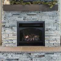 American Hearth 32" Ventless Fireplace with 18" Gas Log Set and Optional Brick Liner