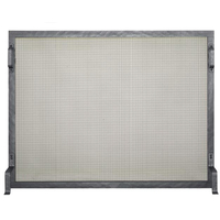 Forged Steel Laramie Single Panel Fireplace Screen shown in Charcoal powder coat finish