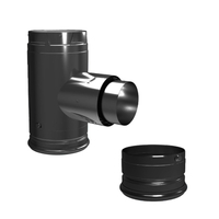 DuraVent 3" Black PelletVent Pro Adapter Tee with Clean-Out Tee Cap 3PVP-TADB1