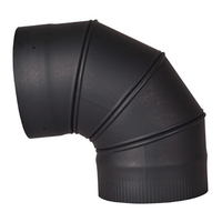 VSB0690F - 6" Ventis Single-Wall Black Stove Pipe, 90 Degree Fixed Elbow