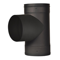 VSB08T - 8" Ventis Single-Wall Black Stove Pipe 22 Gauge Cold Rolled Steel, Tee With Fixed Snout