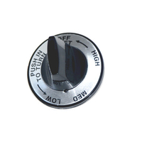 2 inch in diameter knob with silver face and level indicators printed